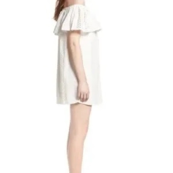 new WITH TAG BISHOP + YOUNG EYELET RUFFLE OFF THE SHOULDER DRESS - Picture 3 of 10